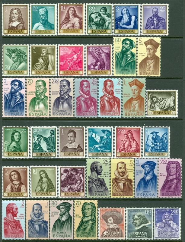SPAIN : Nice grouping of all Very Fine, Mint NH Complete sets except 2nd set LH.