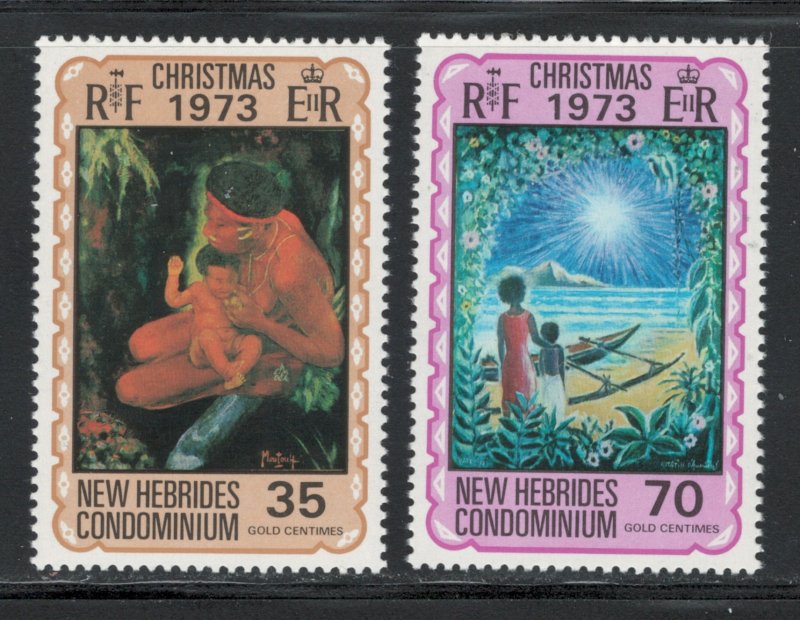 British New Hebrides 1973 Christmas Scott # 179 - 180 MNH