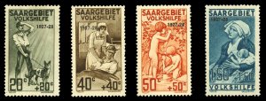 Saar #B5-8 (Mi. 122-125) Cat€65, 1927 Overprints, set of four, mostly light...