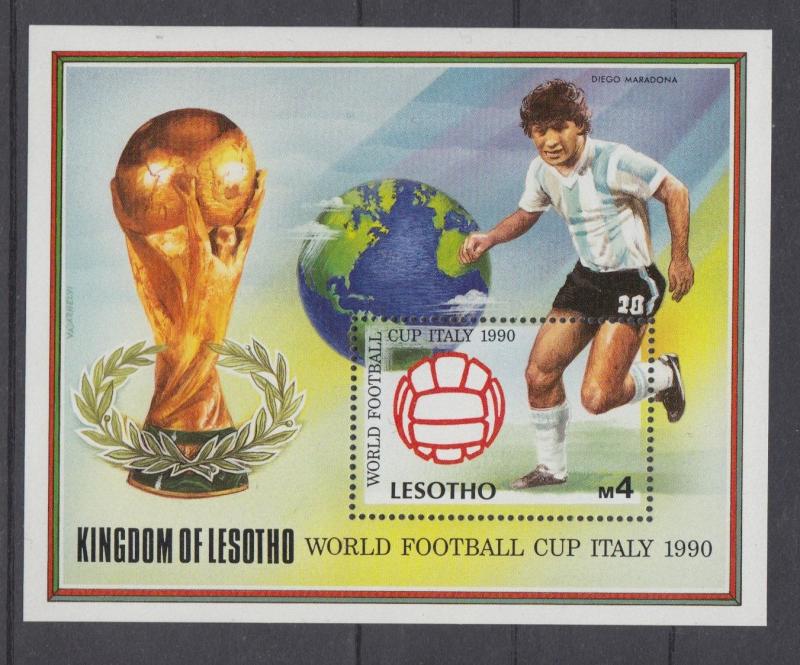 XG-T227 LESOTHO - Football, 1990 Italy '90 World Cup, Maradona MNH Sheet