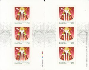 Canada 2014 BK609 Sc 2800 Pane of 6 $2.50 Santa in elegant coat Christmas