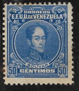 VENEZUELA 1915 SIMON BOLIVAR MILITARY HISTORY 50C BLUE SCOTT 266 MINT HINGED