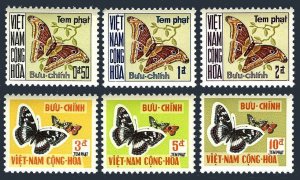 Viet Nam South J15-J20, MNH. Mi P15-20. Due stamps 1968. Atlas Moth, Butterflies