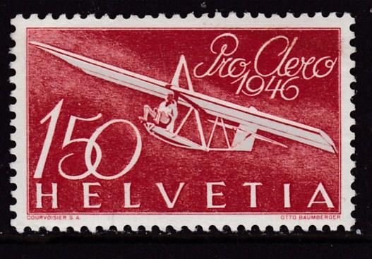 Switzerland 1946 Airmail 1.50 Glider VF/NH(**)