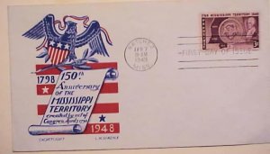 UNITED STATES FDC  STAEHLE   MISSISSIPPI 1948