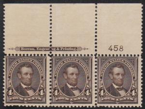 MALACK 269 F-VF OG NH, Plate Strip of 3, VERY Fresh! w1934