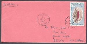 NEW CALEDONIA 1971 cover NOUMEA to New Zealand - 22f shell.................53875