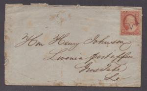 **US 19th Century Cover, SC# 26, 1860 New Orleans, LA Fancy Blue Hollow Star Cxl