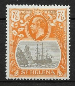 ST.HELENA SG111 1922 7/6 GREY-BROWN & YELL-ORANGE - 2 CUTS FOOT OF VIGNETTE LMM