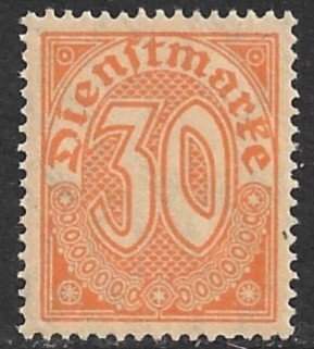 GERMANY 1920-21 30pf Orange OFFICIAL Sc O6 MNH