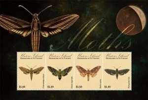 Union Island 2011 - Moths Insects - Sheet of 4 Stamps - MNH