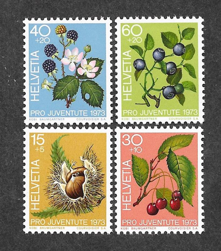 Switzerland B418-B421 Mint NH MNH Flora Fauna Berries!