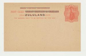 ZULULAND 1900 1d  CARD, VF UNUSED H&G#2 (SEE BELOW