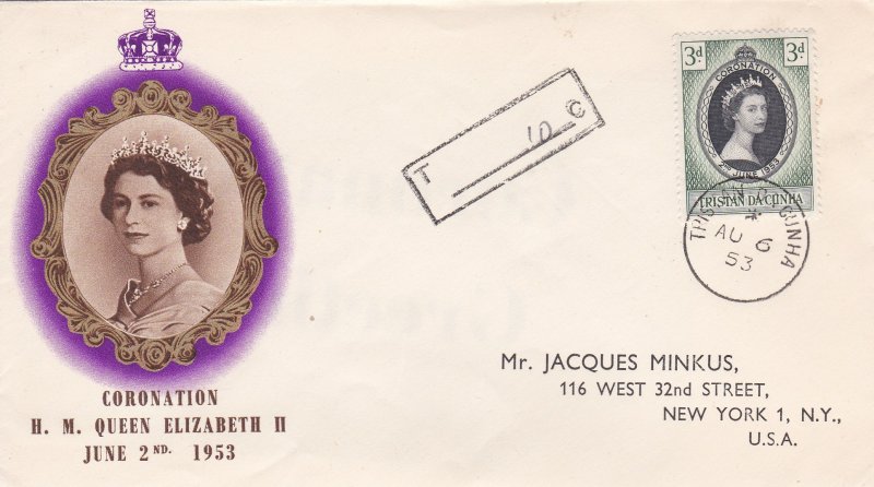 Tristan Da Cunha # 13, Queen Elizabeth's Coronation First Day Cover