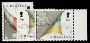 GIBRALTAR QEII SG678-680, 1995 round the world yacht rally set, NH MINT.