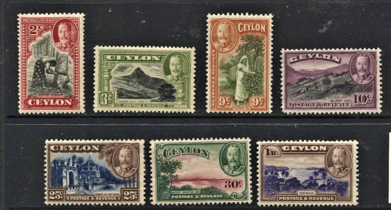 STAMP STATION PERTH Ceylon #264,265,267,268,271,272,274 Definitive  MH CV$30.00