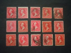 Misc Lot of 15 2c Washingtons Unchecked for Catalog Numbers