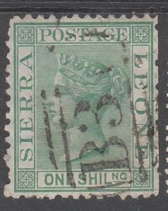 SIERRA LEONE 1872 QV 1/- WMK CROWN CC UPRIGHT PERF 12.5 USED 