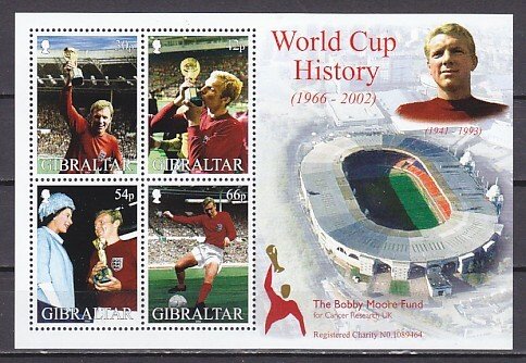 Gibraltar, Scott cat. 908a. World Cup Soccer History s/sheet. ^