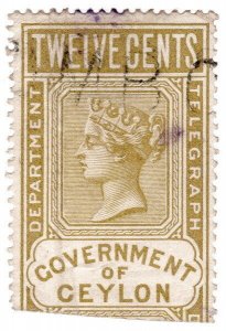 (I.B) Ceylon Telegraphs : 12c Yellow-Brown