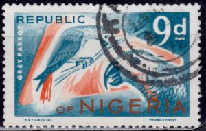 Nigeria, 1965-66, Gray Parrots, 9p, sc#191, used