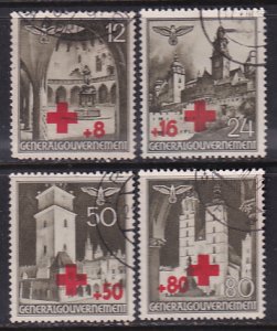 Poland 1940 Sc NB1-4 General Gouvernement German Occupation Red Cross Stamp Used