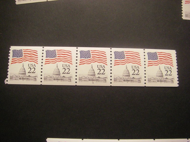 Scott 2115b, 22 cent Flag over Capitol Dome, PNC5 #8, MNH Coil Beauty, CV $125