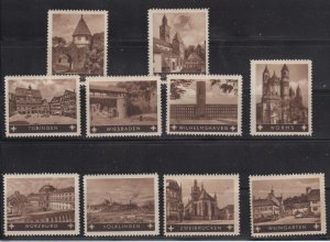 Collection of 10 Tourism Advertising Stamps, Old German Buildings & Landmarks #2