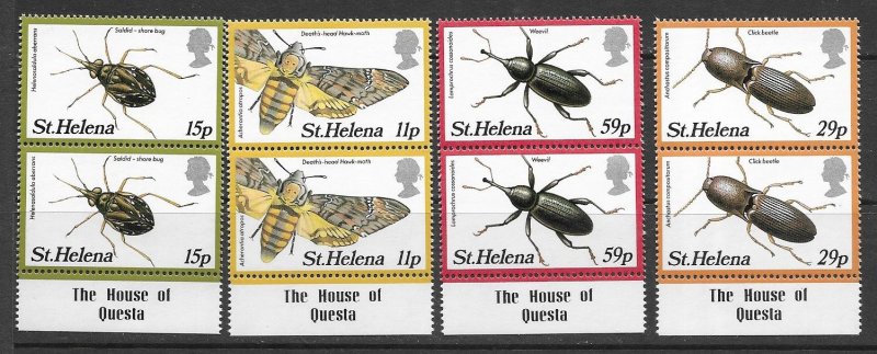 St. Helena 386-9 MNH Beetles cpl. set X 10 sets, VF 2022 CV 18.00