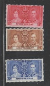 MONTSERRAT #89-91 1937 CORONATION ISSUE MINT VF LH O.G bb