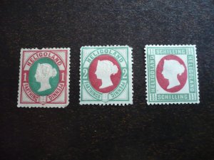 Stamps - Heligoland - Scott# 12,14,15 - Mint Hinged Part Set of 3 Reprint Stamps