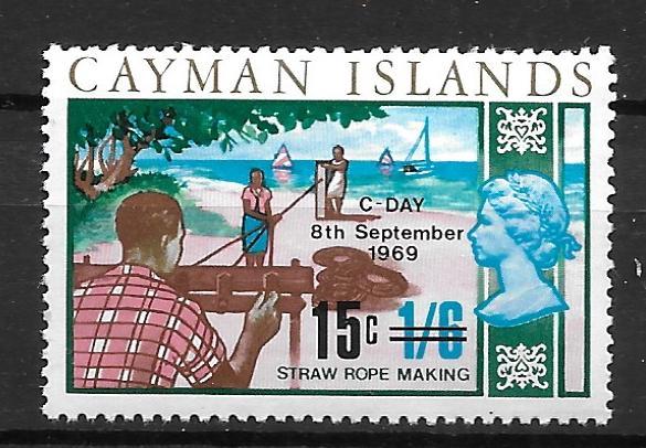 Cayman Islands 237 15c on 1sh6d single MNH