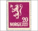 Norway Mint NK 127 Lion I 1922-1924 20 Øre Red lilac