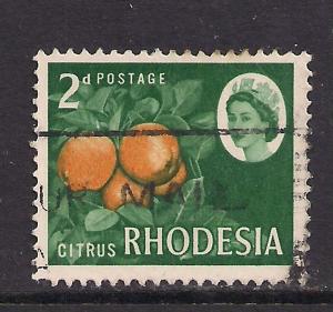 Rhodesia 1966 QE2 2d CITRUS ORANGE used stamp SG 375 ( B714 )