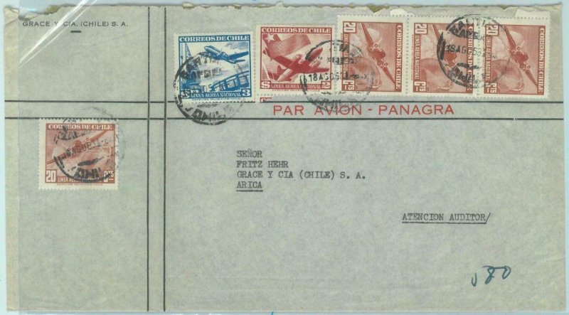 84246 -  CHILE -  POSTAL HISTORY -  Internal  AIRMAIL COVER  1953 - Panagra