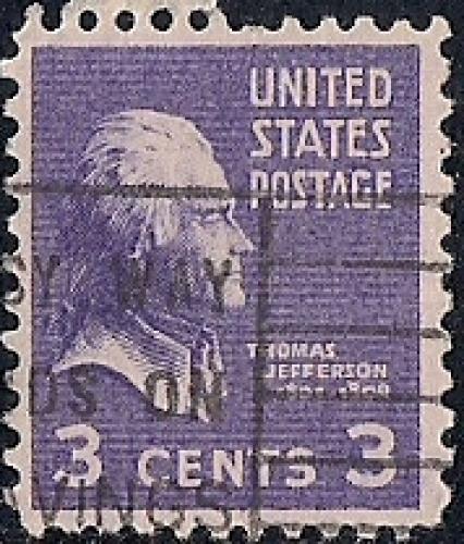 807 3 cent LOGO CANCELThomas Jefferson Stamp used XF