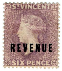 (I.B) St Vincent Revenue : Duty Stamp 6d