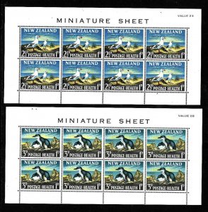 New Zealand-Sc#B67a-68a-two Unused NH sheets-Birds-1964-