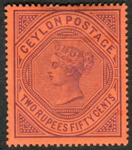 CEYLON-1899 2r50 Purple/Red Sg 249 LIGHTLY MOUNTED MINT V17873