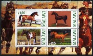 Malawi 2010 Horses perf sheetlet containing 4 values unmo...