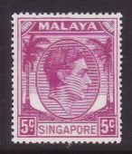 Singapore-Sc#5- id9-unused og NH 5c rose violet KGVI-1952-