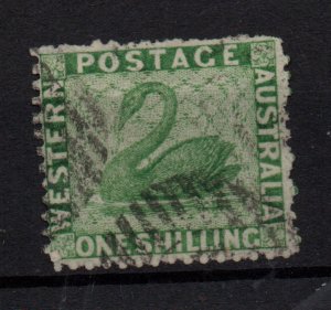 Western Australia 1865 1/- bright green SG61 fine used WS36798