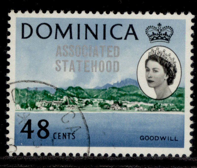 DOMINICA QEII SG227, 48c green, blue & black, FINE USED. WMK SIDEWAYS