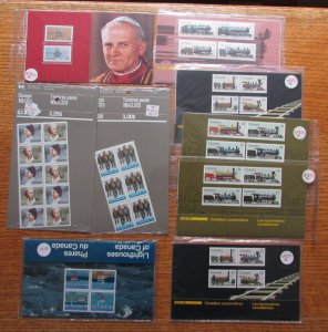 Canada Post issues 9 Sealed stamp sets John Paul III *Locomotives *Lighthouses