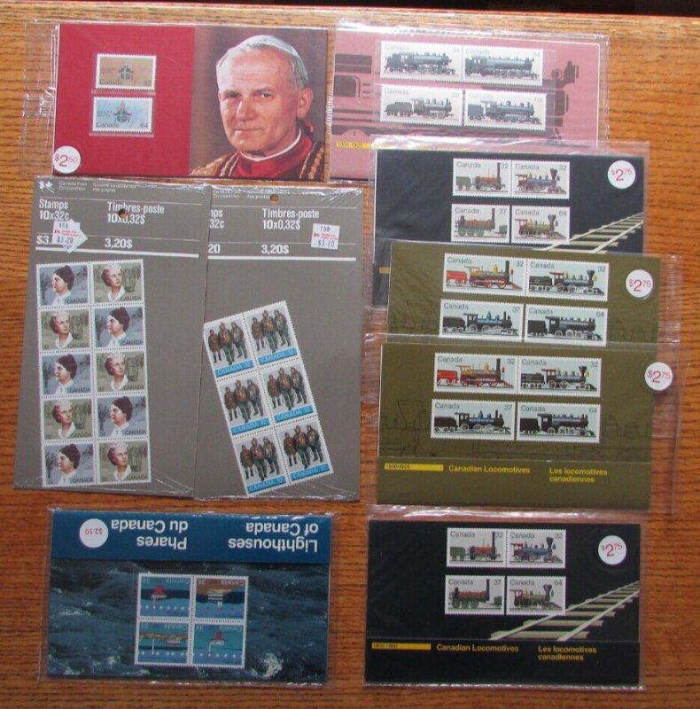 Canada Post issues 9 Sealed stamp sets John Paul III *Locomotives *Lighthouses