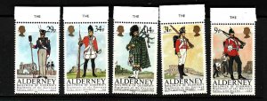 Alderney-Sc#23-7-unused set-Regimental Uniforms-Military-id2-1985-