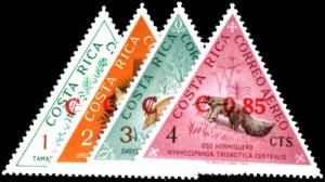 COSTA RICA 1963 ANIMALS PROVISIONALS MNH**