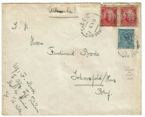 Brazil early 1900s SC# 177a, coils on cover to Germany - L20890