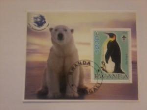 RWANDA SHEET USED MARINE LIFE PENGUINS BIRDS POLAR BEARS