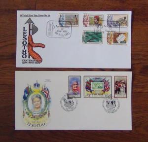 Lesotho 10 x FDC 1980 Olympics Queen Mother 1981 Royal Wedding Duke Edinburgh 